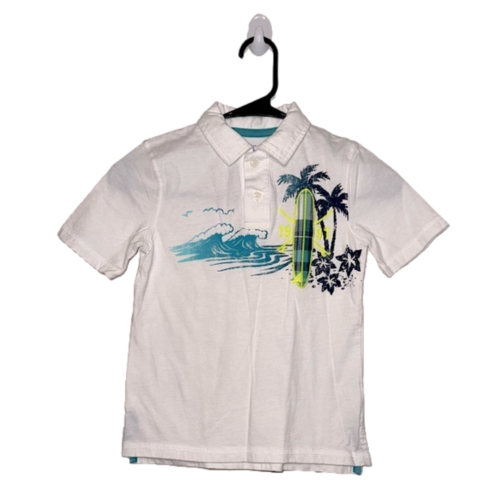 SONOMA White Collard “1991” T-Shirt with Surfer Scene